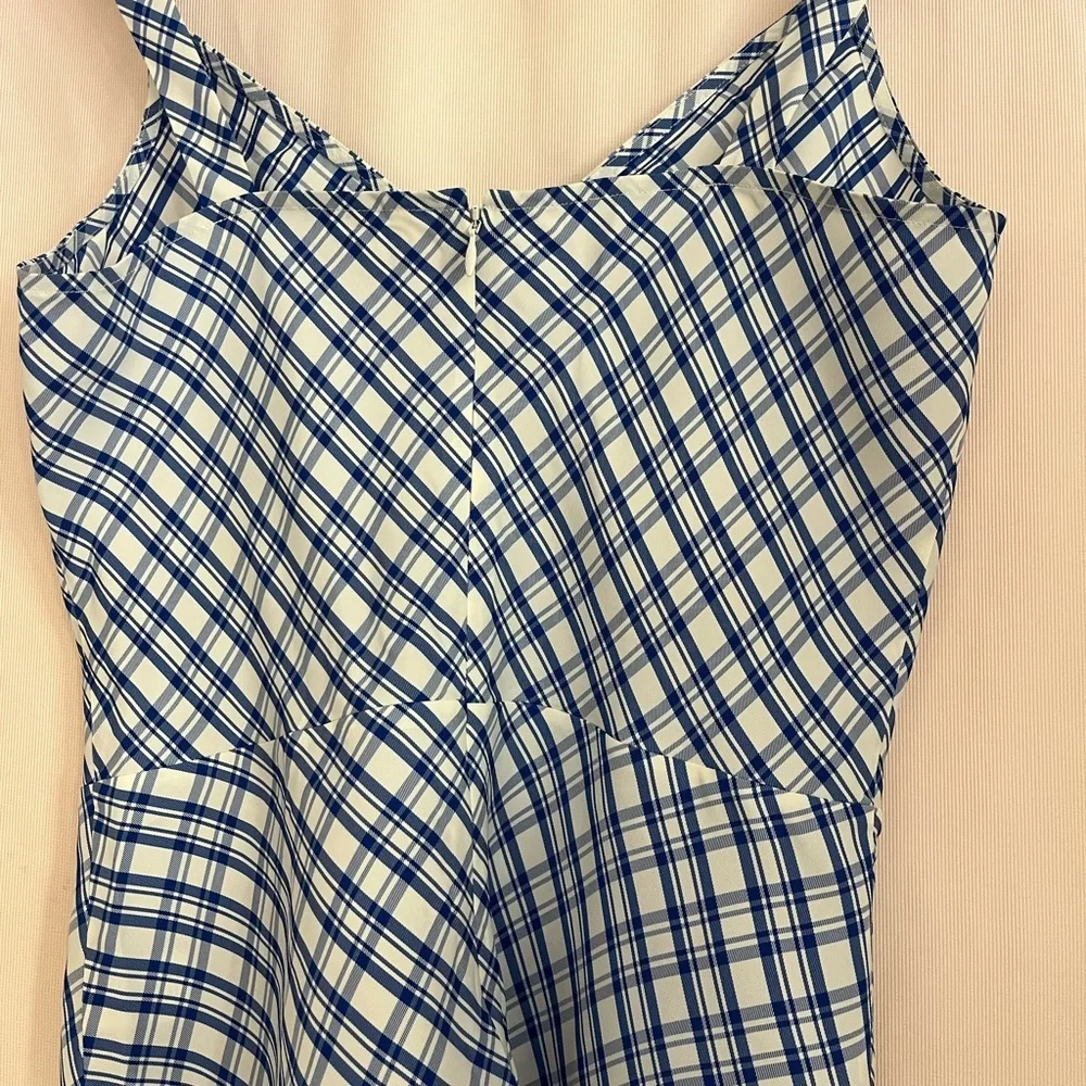 Lewit Blue and White Asymmetrical Fitted Camisole - Picture 5 of 6